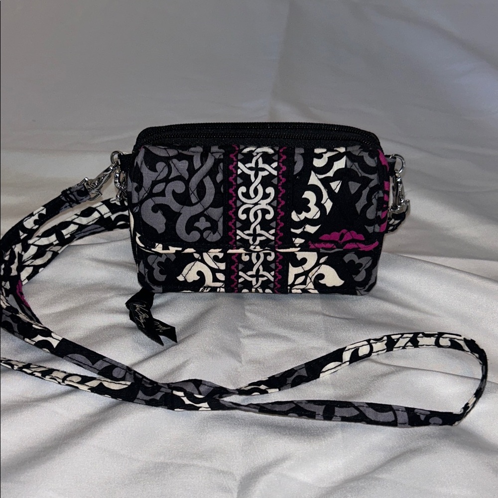 Vera Bradley Black and Pink Patterned Crossbody Bag